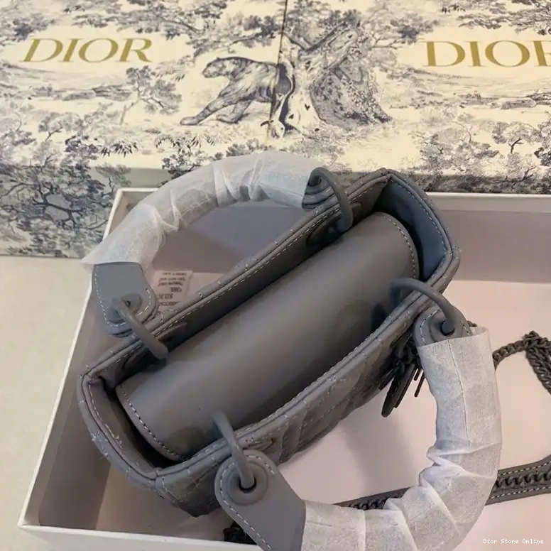 Cheap Cannage Mini Grey Ultramatte Bag Lady Dior Calfskin 0407 Hot Sale